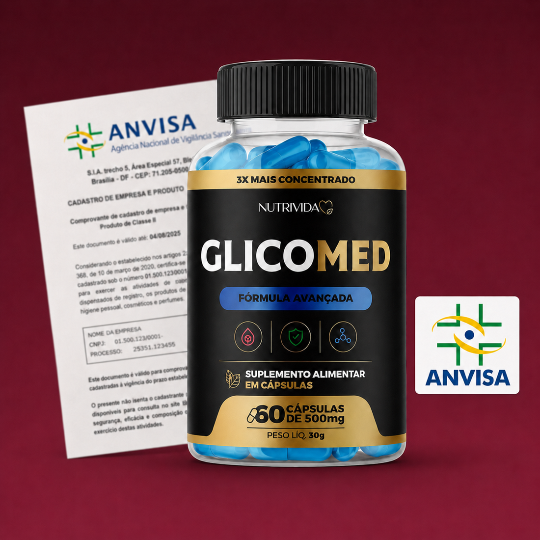 Glicomed com cadastro e selo ANVISA