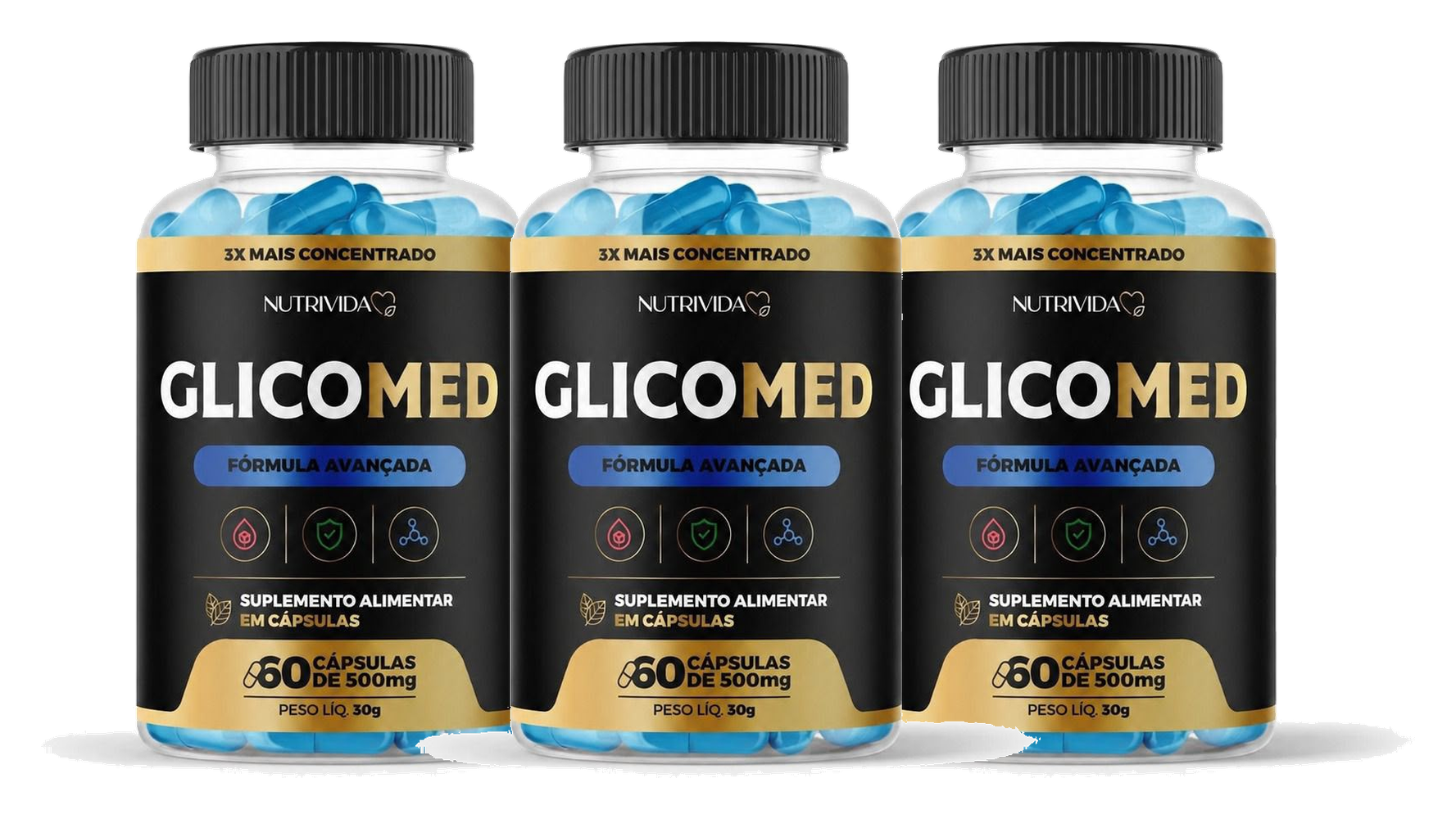 3 potes Glicomed